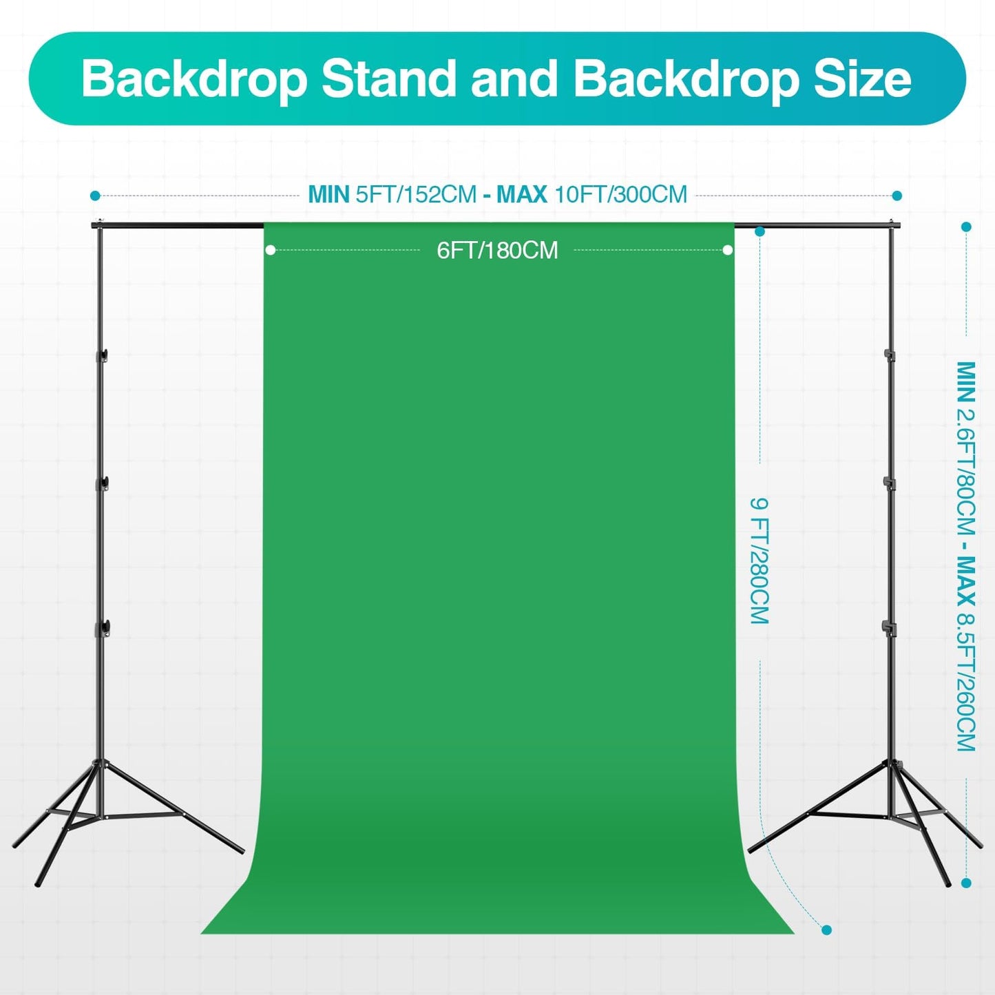 EMART 8.5 x 10 ft Backdrop Support System, Professional Photography Lighting Kit with 5500K 50W LED, 6 * 9ft Backdrop *3, Reflector,Umbrellas&Softbox Lighting Kit for Studio, Portrait, Video Shooting