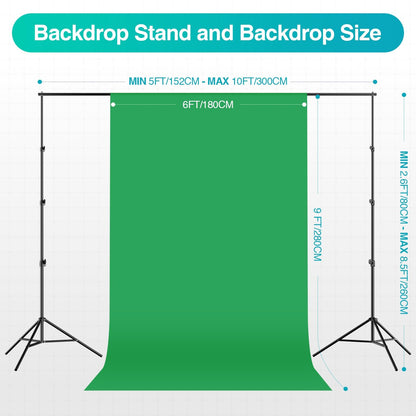 EMART 8.5 x 10 ft Backdrop Support System, Professional Photography Lighting Kit with 5500K 50W LED, 6 * 9ft Backdrop *3, Reflector,Umbrellas&Softbox Lighting Kit for Studio, Portrait, Video Shooting