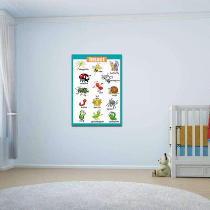 4 Pieces Laminated Educational Preschool Posters for Toddlers| Educational Wall Charts | School classroom Posters | Class decorations for Kindergarten- Sea Animal,Farm Animal,Wild Animal, Insect.