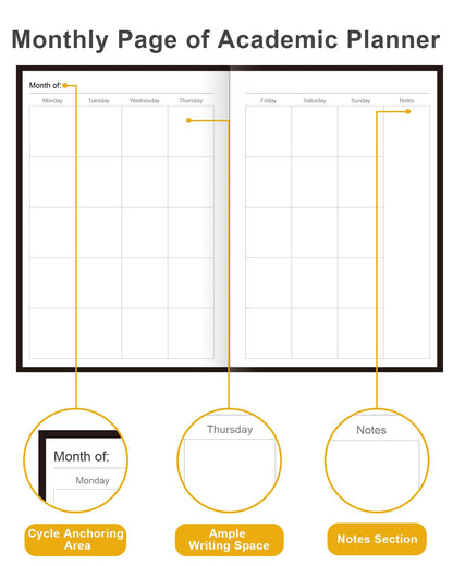 Academic Planner for 2026-2027 or Anytime – 5.8" x 8.5" Undated Weekly Student Planner For Homeschool, High School, College & Nursing Students, 200 Pages, Black