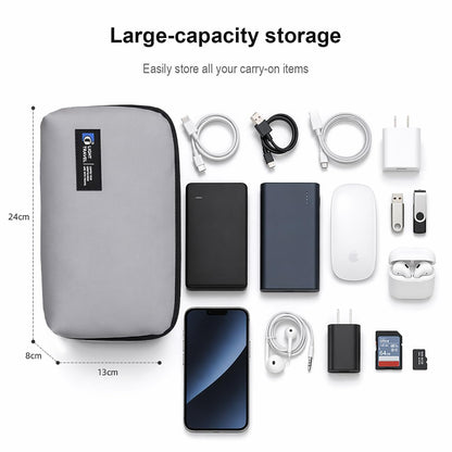 FADASTON Electronics Organizer Bag, Travel Digital Storage Pouch for Cable, Cord, Earphone, USB Flash Drive, Power Bank, Hard Drive, Portable Tech Travel Case with Multi-Compartment (Grey)