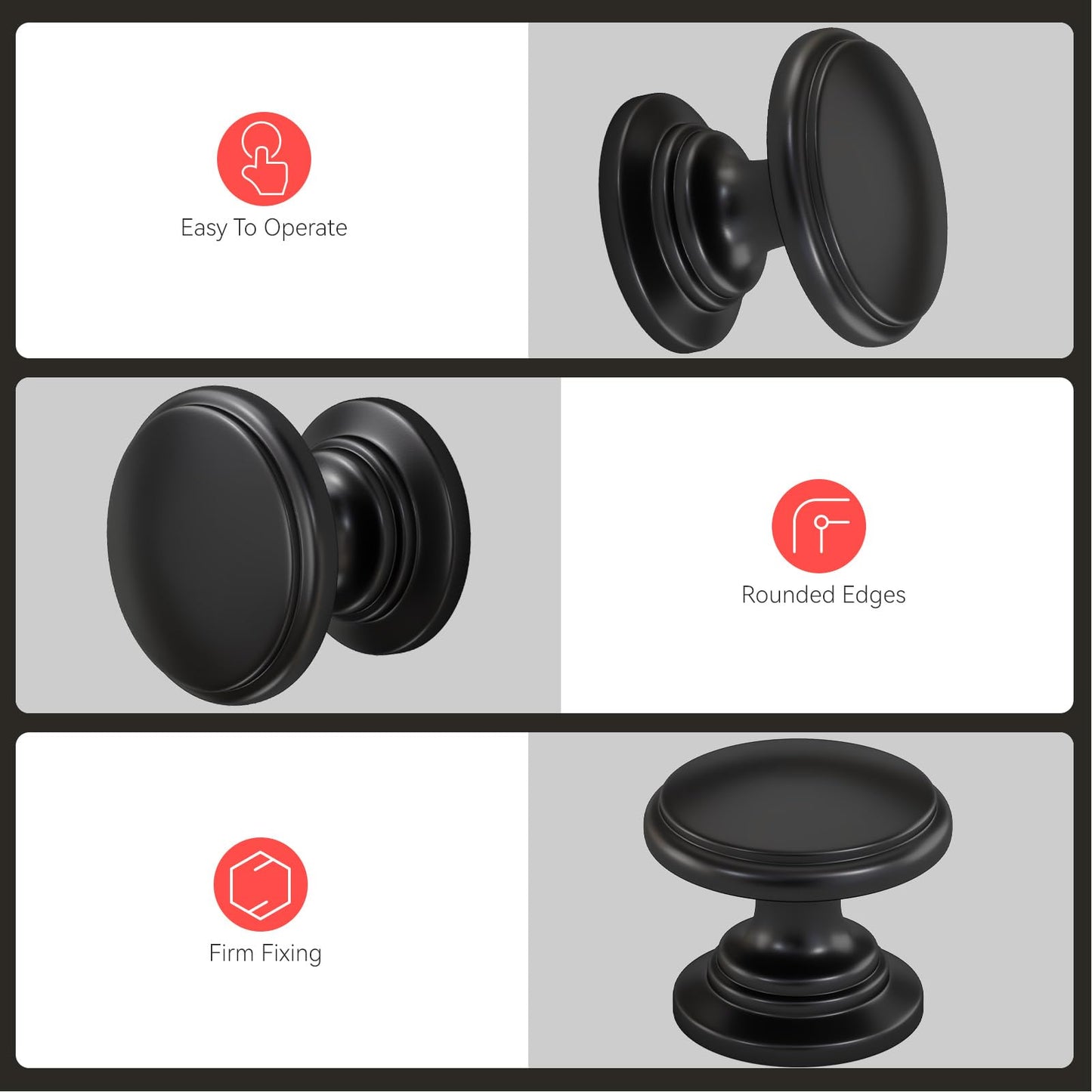 homdiy 20 Pack Black Cabinet Knobs Matte Black Drawer Knobs Kitchen Hardware for Bathroom, Cupboard, Furniture
