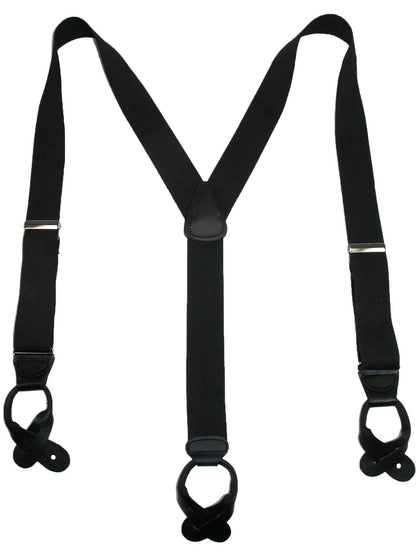 CTM Men's Big & Tall Elastic Button End Dress Suspenders with Silver Hardware, Black