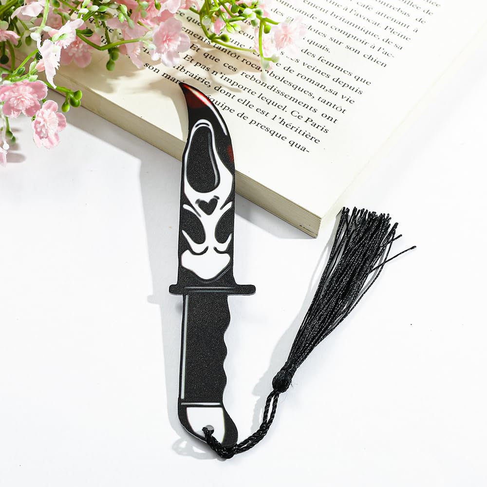 Horror Movie Character Acrylic Bookmarks - 6 Pcs Durable Scary Movie Icons for Women or Men, Reading Accessories for Book Lovers, Spooky Halloween Gift (Ghostface)