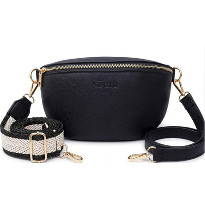Leather RFID Anti Theft Sling Bag for Women, Small Crossbody Travel Purse, Pickpocket Proof RFID Blocking Crossbody Bag for Women Travel, Small Black
