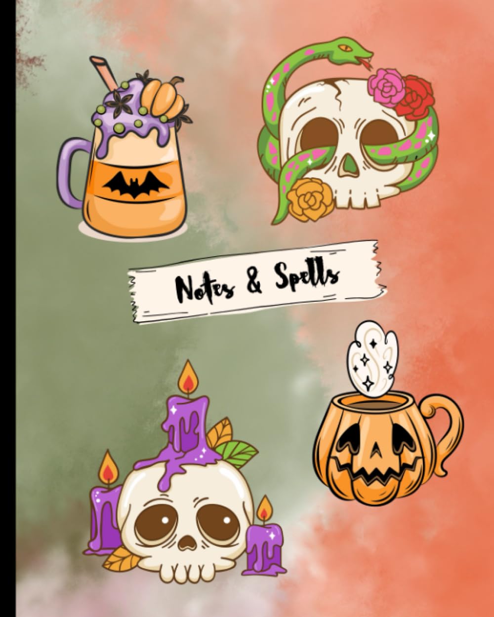 Halloween Inspirational Journal: Kawaii Skulls and Spirits | Paperback Notebook | 8" X 10" | 120 pages