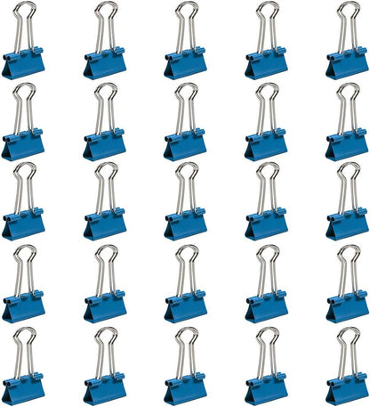 JAM PAPER Colorful Binder Clips - Small - 3/4 Inch (19 mm) - Blue Binderclips - 25/Pack