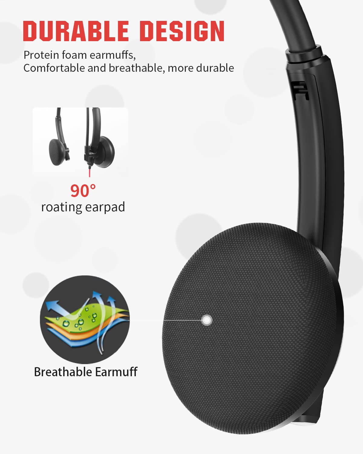 NUBWO HW01 USB Headphone/ 3.5mm Computer Headset with Microphone Noise Cancelling for Laptop, Lightweight PC Headset Wired Headphones, Business Headset, Office Computer Headsets for Cell Phone