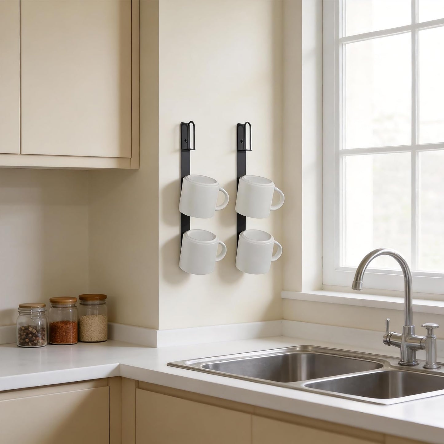 Yohsnor Wall Mounted Cup Holder Set-2PCS Coffee Mug Hanger for Space Saving