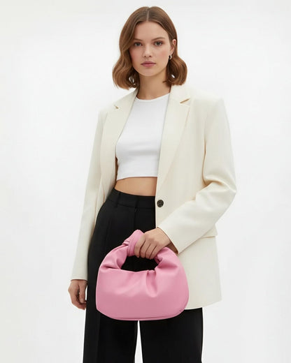 Inkfew Ruched Clutch Purses For Women Evening Bag PU Leather Trendy Small Hobo Handbag Wedding Guest Bags for Party Shopping,Pink