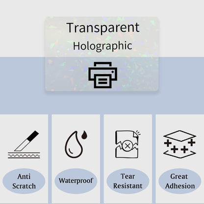 STARLIBOO Transparent Stickers Labels - 2" x 4" Clear Address Labels Mailing Stickers for Laser/Inkjet Printer 8.5"×11"- 200 Labels (Clear Holographic)
