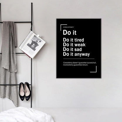 Motivational Canvas Framed Wall Art Do It Inspirational Entrepreneur Quotes Picture Print for Office Painting Poster Wall Decor for Modern Home Kitchen Teens Room Ready to Hang [18''Wx24''H]