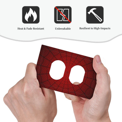 Lolreai Outlet Covers Red Black Spider Web 1 Gang Duplex Light Switch Cover Plate Decorative Wall Plates Electrical Switchplate Receptacle for Kids Room Home Decor（2 Pack）