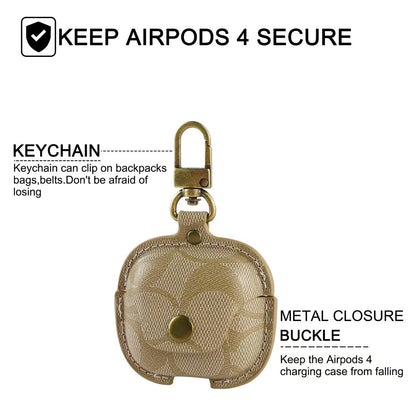 KUYTOP for AirPods 4 Case, Compatible with AirPods 4th Generation, Leather Full Body Shockproof Protective Cover, Random Pattern (A)
