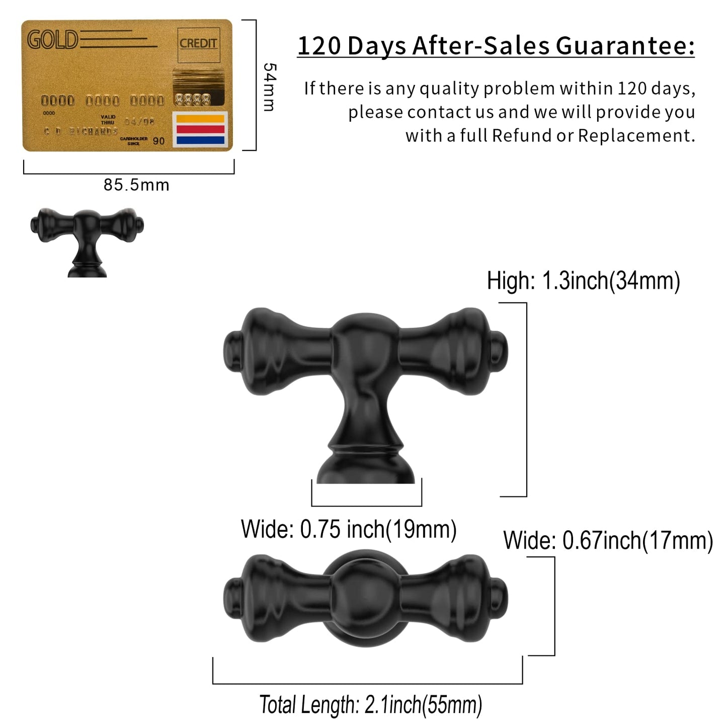 Amerdeco 10 Pack Matte Black Kitchen Cabinet Knobs 2.1 Inch(53mm) Single Hole Cabinet Handles Dresser Knobs Drawer Knobs and Pulls for Bathroom Cabinets