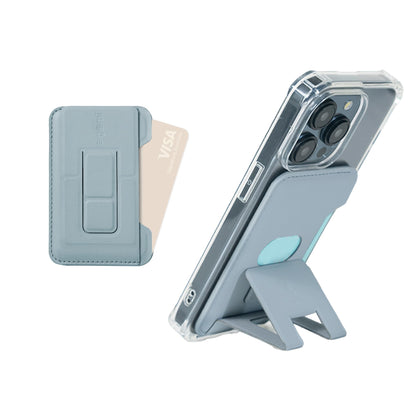 ergomi MagSafe Wallet Stand for iPhone 16/15/14/13/12, Magnetic Card Holder with Adjustable Multi-Angle Kickstand, Side-Opening Card Slot, Dual Magnetic Rings, – Blue