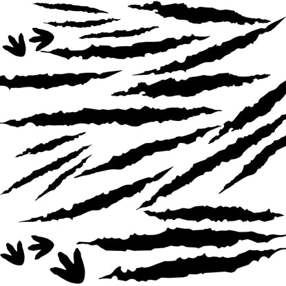 78 Pcs Dinosaur Footprints Floor Decals Black Ripped Scratches Vinyl Sticker Removable Dinosaur Wall Decals Peel and Stick Track Stickers Scratches Tracks Wall Decorative