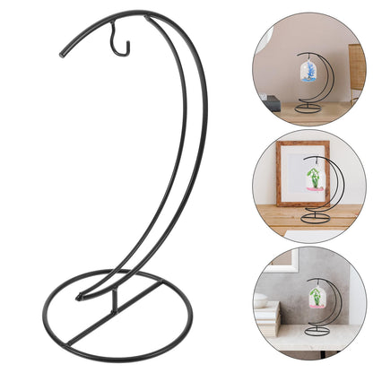 Cabilock Moon-shaped Hanging Hook Stand 2pcs Black Metal Vase Hanging Stand Terrarium Display Rack Air Plant Holder Indoor Outdoor Decorative Plant Bracket