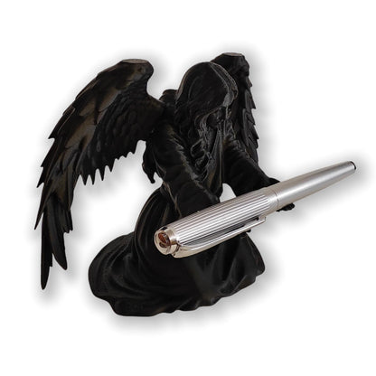 gekoaoo Angel Pen Holder with Hand-Polished Feather Wings, Desktop Organizer, Home & Office Decor, Guardian Gift (Black)