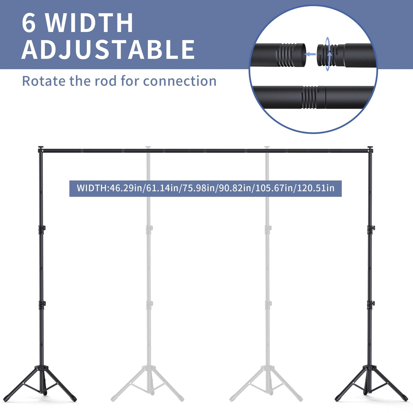Backdrop Stand 10x7.5ft, Height Adjustable and Width Adjustable Backdrop Stand, Back Drop Stand for Balloon Arch, Photo, Parties