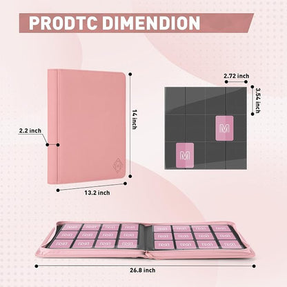 Premium Card Binder 12 Pocket for 720 Pockets Trading Card Binder, PU Zipper Card Collection Album, Sturdy Side-Loading Card Book Holder for MTG, TCG, Game Cards, Sports Cards