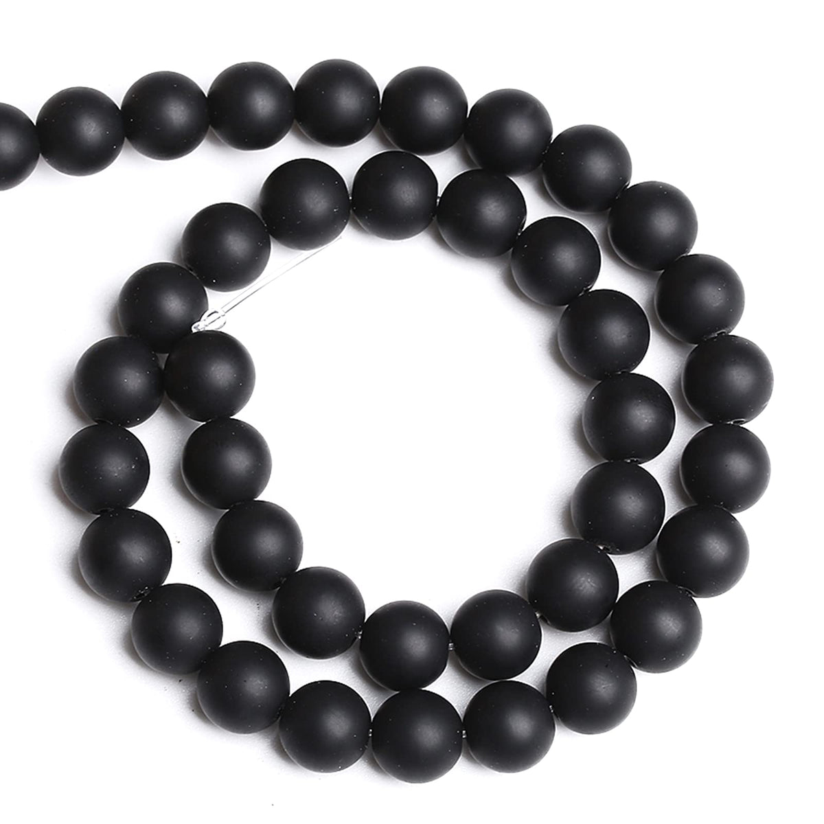 4MM 86PCS Natural Stone Matte Black Agate Loose Beads for Jewelry Making DIY Bracelet Necklace