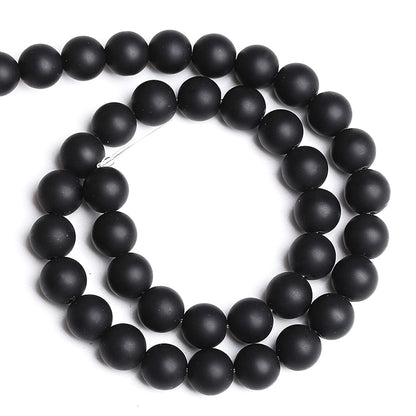 4MM 86PCS Natural Stone Matte Black Agate Loose Beads for Jewelry Making DIY Bracelet Necklace