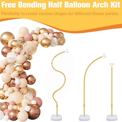 Bazen Upgraded 8.2ft & 5ft Balloon Arch Kit Glod Free Bending Shape Deformation Balloon Column Stand Half Arch Balloon Stand with Base Balloon Arch Frame for Wedding Baby Shower Birthday Decoration