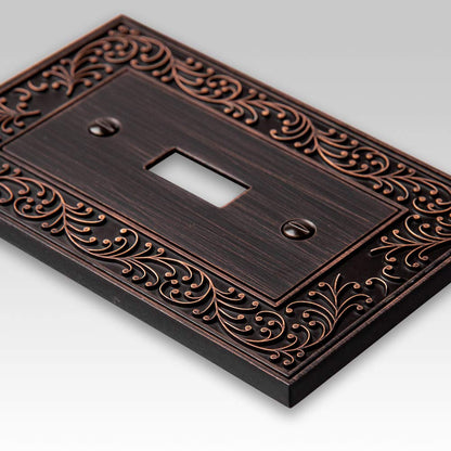 Amerelle 43TTVB English Garden Wallplate, 2 Toggle, Cast Metal, Aged Bronze, 1-Pack