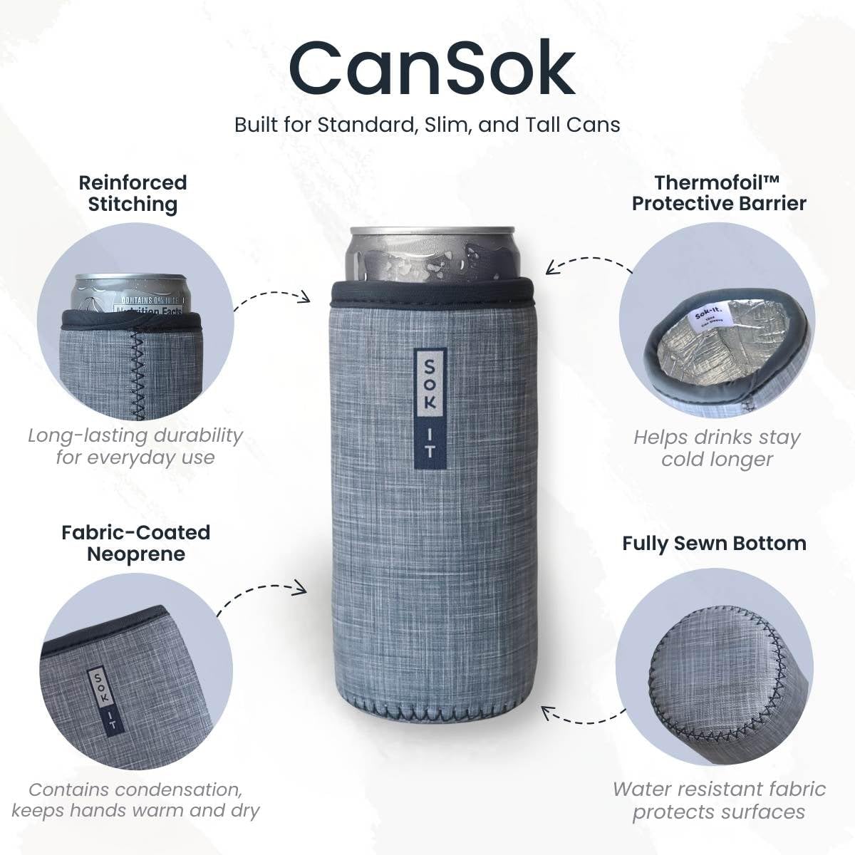 Sok It CanSok Sleeve for Beer & Soda Insulated Neoprene Cover (Fright Night Lights, 12oz Slim Can Sleeve)