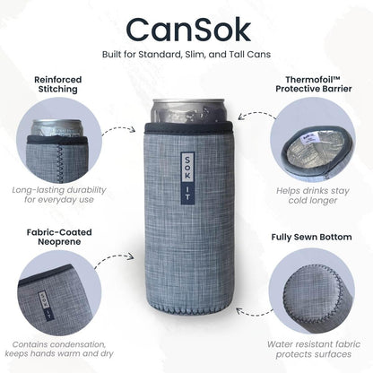 Sok It CanSok Sleeve for Beer & Soda Insulated Neoprene Cover (Spooky in Pink, 12oz Slim Can Sleeve)