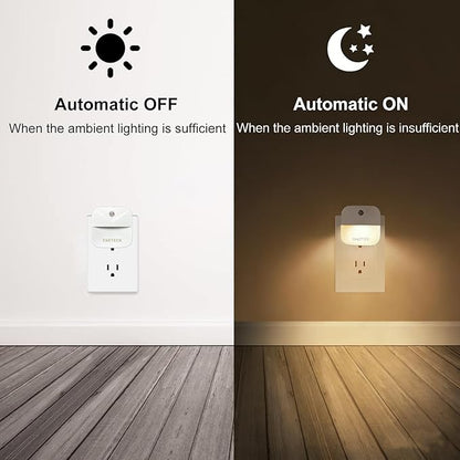 Night Light, LED Night Lights Plug into Wall, Dusk to Dawn Sensing Nightlights, No Glaring Plug in Night Light for Kids Navigating in Bathroom, Kitchen, Hallway, 6 Pack, Warm Light