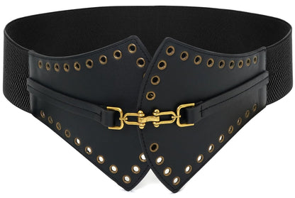 BAOKELAN Women Wide Elastic Belt Vintage Irregular Stretchy Waist Belts for Dresses Black 100CM