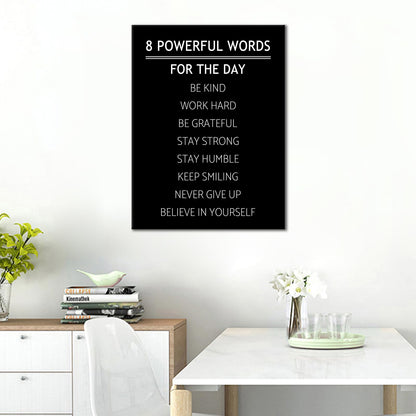 DINGFUN 8 Powerful Words Motivational Wall Decor Inspirational Office Entrepreneur Quotes Discipline Poster Wall Art Print Positive Picture Artwork for Gym Workspace Ready to Hang [18''W x 24''H]