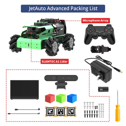 JetAuto ROS2 Robot Car with ChatGPT Large AI Models Lidar Depth Camera AI Voice Control Touch Screen, SLAM Mapping Navigation Path Planning Autonomous Driving Smart Robot, Advanced Kit & Orin Nano 8GB