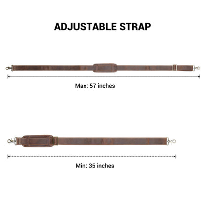MASIWEI Genuine Leather Bag Strap Replacement Shoulder Strap Adjustable with Padded for Duffel Bag, Crossbody Bag, Laptop Bag, Briefcase, Messenger Bag,Coffee