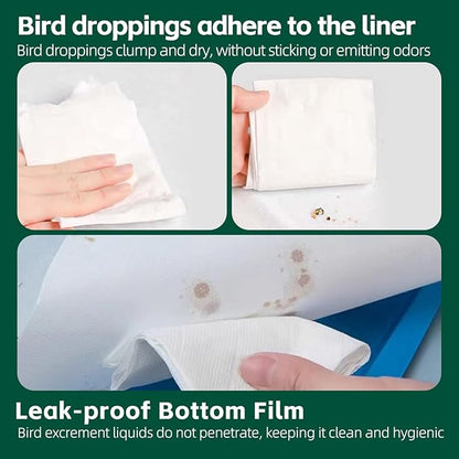 MANON ROSA Bird Cage Liner Papers,100pcs Disposable Non-Woven Parrort Cage Liner, Precut Absorbent Leakproof Bird Carrier Cleaning Birdcage Accessories (Square (9.4''L×9.4''W))