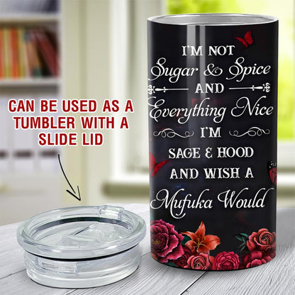 SANDJEST Sugar Skull Tumbler Sugar And Spice 4 in 1 12oz Tumbler Can Cooler Coozie Skinny Stainless Steel Tumbler Gift for Women Girl Friends Christmas Birthday Halloween