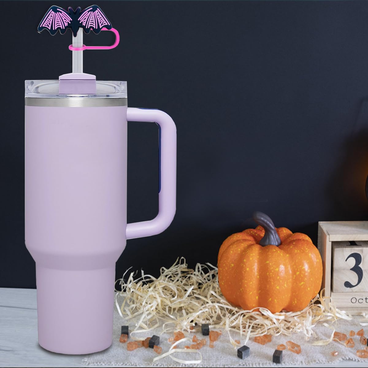 16PCS Halloween Straw Toppers for Stanley Cups, Cute Silicone Straw Cover Cap for Stanley 30&40 Oz Tumbler, Reusable Soft Straw Protectors Drinking Straw Caps for 10 mm Straws