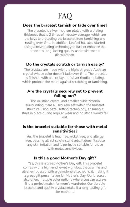 Leafael Infinity Love Heart Gift Bracelet for Women, January & July Birthstone Crystal, Siam Ruby Red, Silver Tone Birthday Jewelry for Her, Mom, and Wife, 7-inch Chain and 2-inch Extender