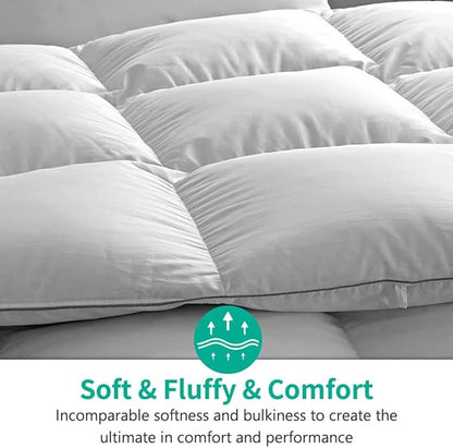 APSMILE Lightweight Down Feather Fibers Comforter Oversized Queen/Full Size, Light Warmth Duvet Insert for Hot Sleepers/Warm Weather -High Fill-Power Hotel Collection Comforter(98x98,White)