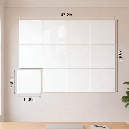 Comix Magnetic Board, 12 Pack Magnetic Whiteboard for wall, 11.8 x 11.8 Inches Dry Erase Board for Kids, Students, White Board Dry Erase Set for Fridge, Office and Home, White