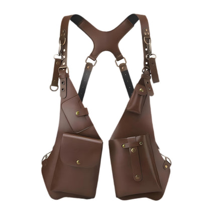 ASTRULUME Anti-Theft Underarm Shoulder Bag, Adjustable Armpit Holster Vest Pack, Cyberpunk Techwear PU Leather Chest Sling, Stealthy Phone Wallet Harness for Men & Women(Brown)