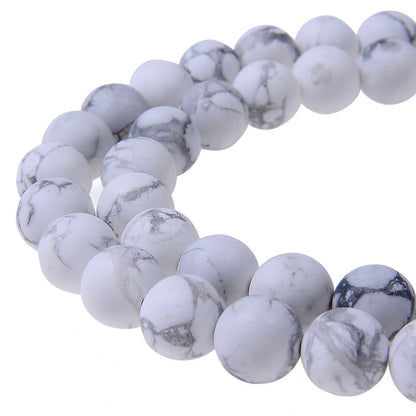 PLTbeads Natural Gemstone Loose Beads Matte Approxi 15.5 inch DIY Bracelet Necklace for Jewelry Making (6mm, Matte Black Stripe Howlite)