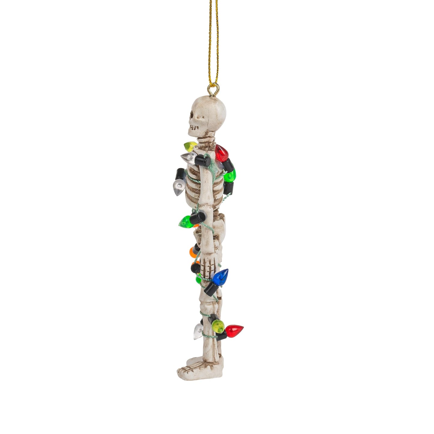 Scary Skeleton Wrapped in Lights Halloween Skull Christmas Tree Ornament