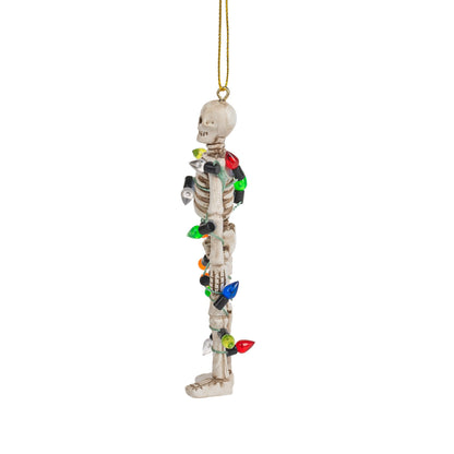Scary Skeleton Wrapped in Lights Halloween Skull Christmas Tree Ornament