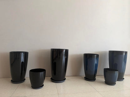 MinCHI257 24/21/11 Inch Tall Planter Pots Garden Plastic Planters - Set of 3 for Indoor & Outdoor Use - Decorative Lightweight Flower Pots