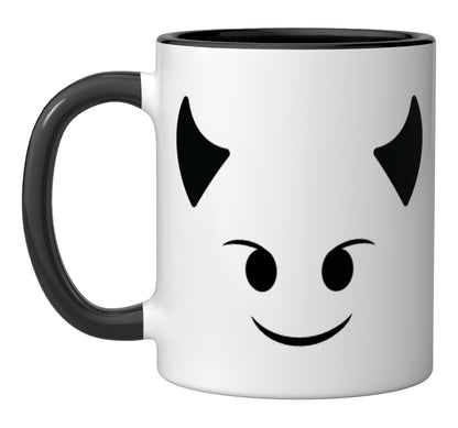 Devil Emoticon Costume Devil Emoticon Shirt Red Halloween Ceramic Mug, Black/White