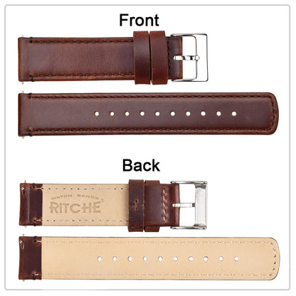 Ritche Leather Watch Strap with Quick Release Pins, 22mm Replacement Watch Band for Men and Women, Fits Smartwatches & Traditional Watches