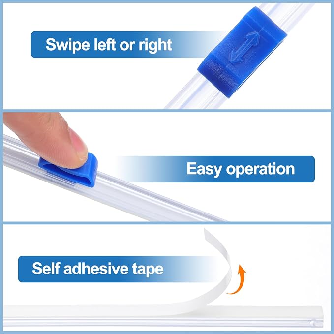 PATIKIL 8pcs Plastic Wrap Cutter, 19in Plastic Wrap Slide Cutter Self Adhesive Installation Replacement for Aluminum Foil Wax Paper Parchment Paper Wrap Dispenser, Blue